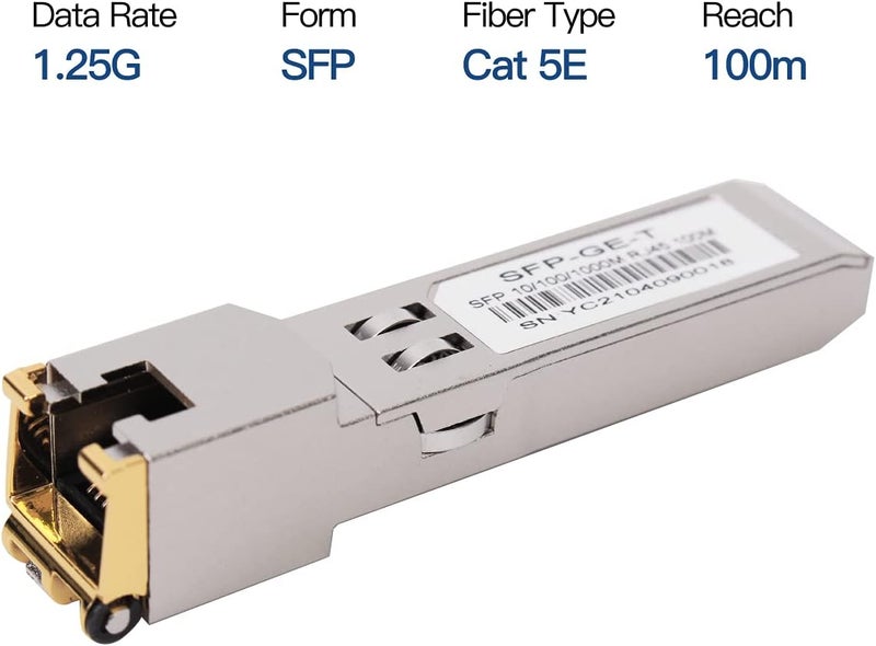 GESD 4PCS 1000BASE-T Gigabit SFP to RJ45 Copper Ethernet Modular Transceiver for Cisco,Meraki,Ubiquiti,D/TP Link,Supermicro,Netgear,Broadcom, 1.25G SFP-T CAT5E/CAT6 up to 100m Mikrotik S-RJ01 - Image 3